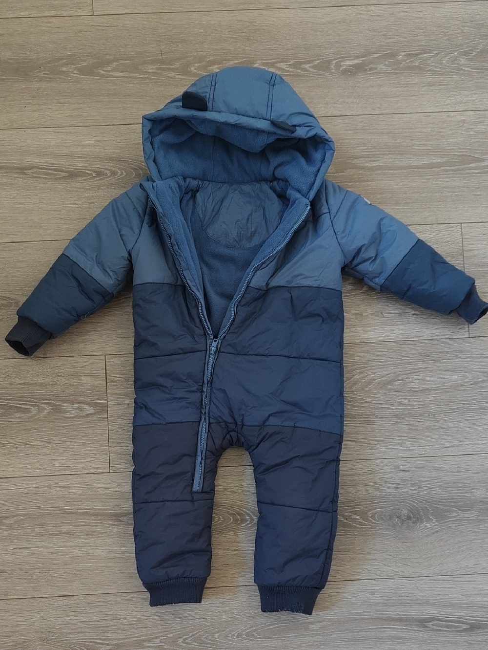 Baby MORI 12-24m Baby Hooded Puffer Snowsuit in Blue